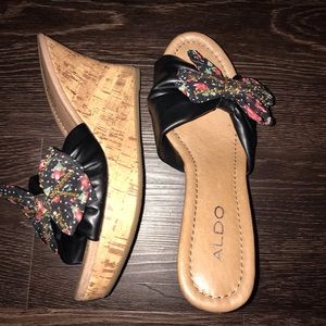 Aldo Black Bow Wedges